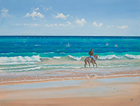 Marty on Pink Sand Beach painting by Christopher Crofton-Atikins (thumbnail)