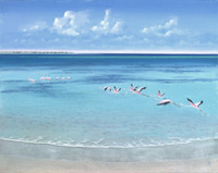 Flamingos Oil Painting by Christopher Crofton-Atkins